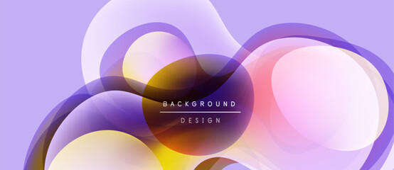 Abstract fluid shapes overlap, creating soft purple, orange hues. Modern design features text background design centrally placed.