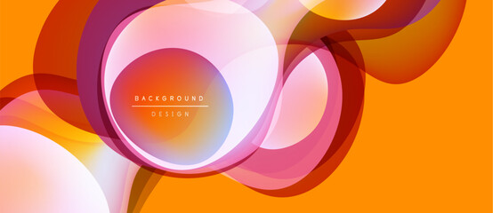 Fototapeta premium Abstract design features flowing shapes, warm colors. Orange background complements pink, white layers creating dynamic visual effect. Modern, elegant.