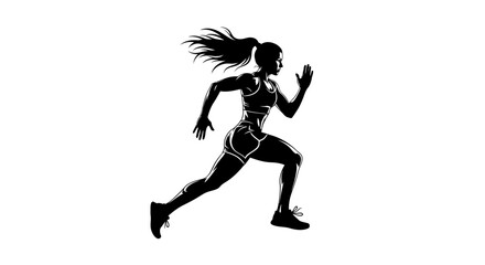 Dynamic fitness motivation with athletic woman running, perfect for inspiring wellness, sports, and healthy lifestyle content, powerful energy and determination