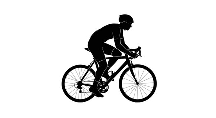 Dynamic cyclist silhouette riding for fitness and freedom, ideal for sports branding, cycling events, and active lifestyle campaigns. Sleek, modern design.