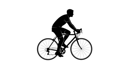 Fototapeta premium Dynamic silhouette of cyclist riding road bike for fitness, adventure, and competition, perfect for sports marketing or healthy lifestyle campaign visuals