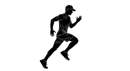 Dynamic male runner silhouetted in action, capturing speed and determination for fitness and sports campaigns