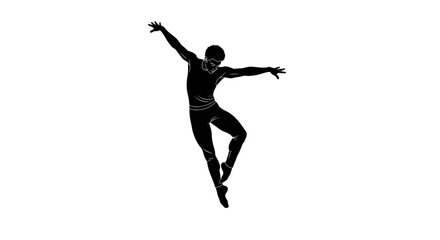 Elegant silhouette of a dancer in graceful pose, perfect for expressive designs or artistic projects needing a modern and stylish touch, conveying freedom