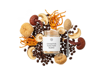 Cognitive function blend with coffee beans and mushrooms for brain health