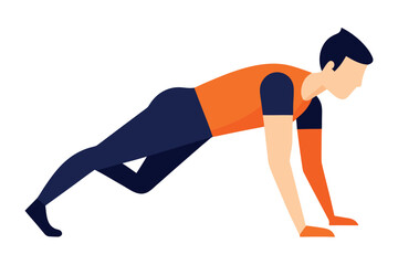 Man doing a plank exercise on a white background