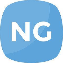 Blue Rounded Square With White Letters NG Transparent Background Isolated