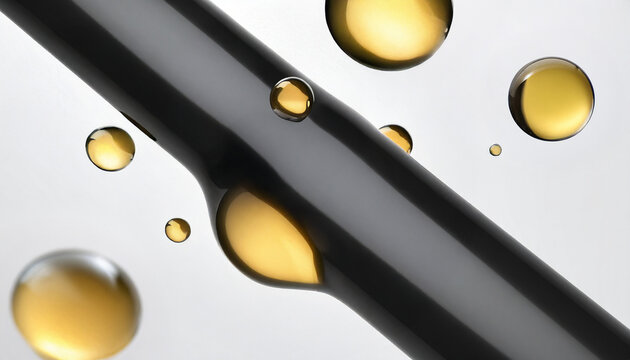 黒髪にオイルの滴が光るヘアケアイメージ。キューティクルを補修する艶髪ビジュアル ジェネレーティブAI