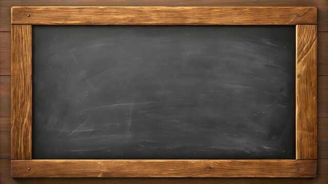 Blackboard with wooden frame, dirty chalkboard