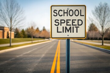 School speed limit road sign
