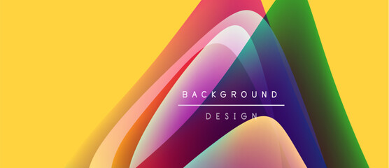 Abstract colorful design. Overlapping shapes create dynamic visual effect. Yellow background provides contrast, text reads background design.