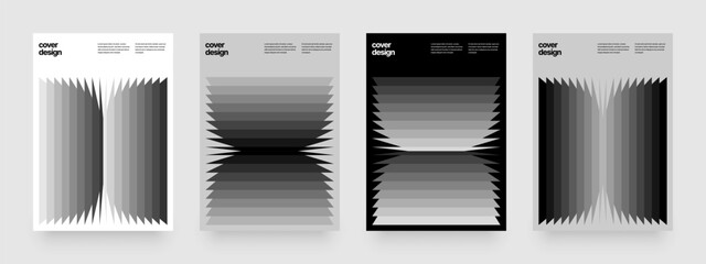 Ribbed monochrome gradient for flyer, poster, cover, banner or background. Template with blended shapes texture for events, companies or business. 