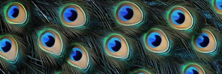 Obraz premium Peacock Feather Texture. Close-Up Peacock Feathers. Colorful Peacock Pattern. Vibrant Peacock Plumage Texture. Detailed Peacock Feather. Peacock Feather Surface. Colorful Peacock Feathers Close up. 
