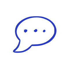 Hand Drawn Speech Bubble with Ellipsis Doodle Icon: Simple Blue Sketch Vector Illustration of Communication, Message, Chat, Conversation, and Social Media