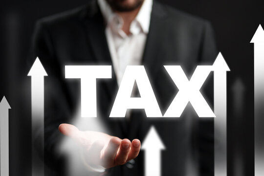 Graphic showing increasing taxi demand with business person holding the word taxi - Powered by Adobe