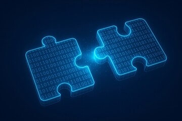 Digital Connection Technology Puzzle Data Integration Solution Network Binary