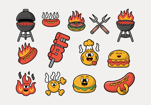 BBQ Grill Sticker Design Layout