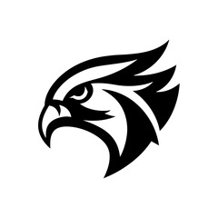 Stylized black and white eagle head profile illustration on transparent background