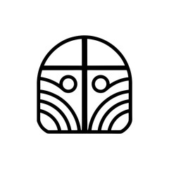 Abstract symbol with circles and curved lines design art on transparent background