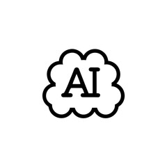 Ai letters inside a cloud outline in black and white on transparent background