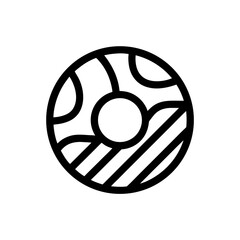 Outline donut with abstract pattern and central hole art on transparent background