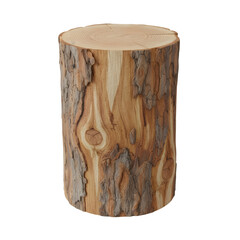 A Realistic 3D Rendered Wooden Log with Detailed Bark Texture Isolated on a Transparent Background for Nature and Rustic Designs