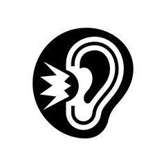 Illustration of an ear with sound waves approaching it on transparent background