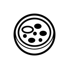 Illustration of a petri dish with cells or organisms on transparent background