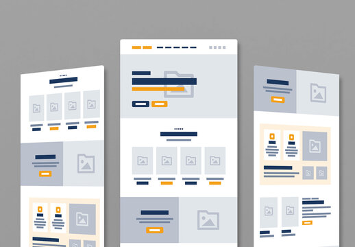 Modern Landing Page Wireframe Template for UX, UI Design