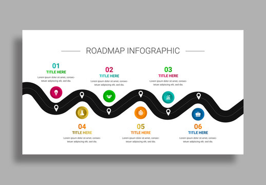 Roadmap Infographic Template in Modern Corporate Style for Business Presentations & Data Visualisation