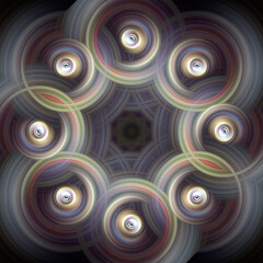 Abstract symmetrical kaleidoscope pattern with vibrant colors, perfect as a background or decorative graphic.