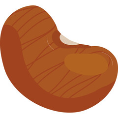 Brown Kidney Bean Shape With A Lighter Brown Interior And Subtle Diagonal Lines On A Transparent Background
