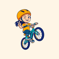 Illustration of a girl riding a bicycle