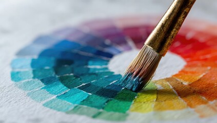 Artist's brushstrokes across a vibrant color wheel