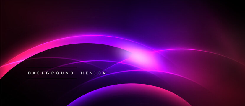 Abstract purple waves create dynamic background. Bright light accentuates curves, offering modern visual appeal. Smooth gradients define shapes.