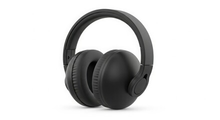 Black wireless over-ear headphones for music, podcasts, and calls, isolated on a clean background, offering immersive audio experience and modern design. illustration