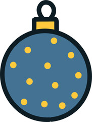 Blue drop‑patterned tree‑ball ornament illustration