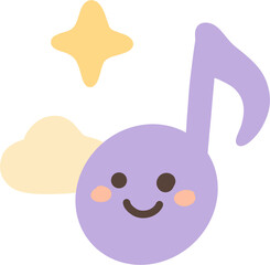 Purple music note character illustration