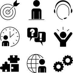 Business Communication and Teamwork Icons Set, Vector for Corporate and Support Services
