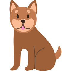 Brown Sitting Dog With Pink Tongue Out And Tail Extended Facing Forward On A White Background