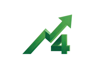 Green upward arrow with number four symbol