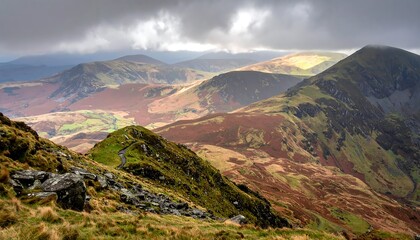 Fototapeta premium Dramatic Mountain Landscape in the Lake District National Park.