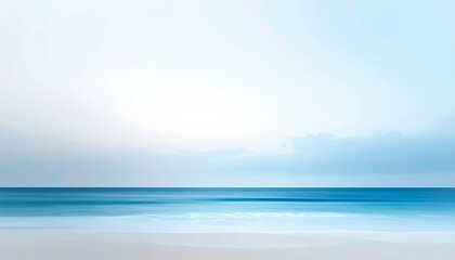 Obraz premium Dark, soft gradient of deep sea blue blending seamlessly into pale gray sky, enveloped in faint, delicate mist layers, creating a tranquil, atmospheric, serene scene perfect for backgrounds, digital a