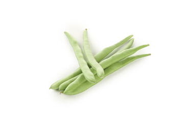 Fresh Green String Beans Isolated on White Background