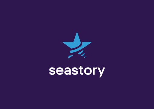 A sleek logo design featuring a star image paired with the brand name 'seastory', embodying creativity and a nautical theme for a captivating visual identity.