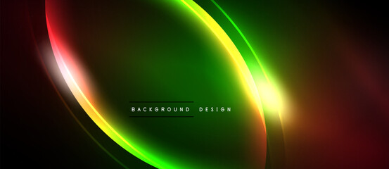 Abstract dynamic lines, vibrant colors blend. Dark background creates dramatic effect. Modern design element for presentations, graphics.