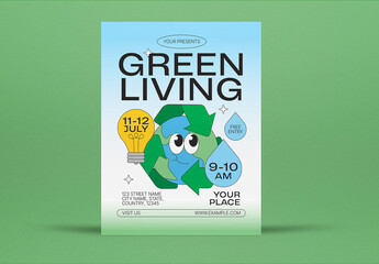 Blue Quirky Illustration Green Living Flyer Layout