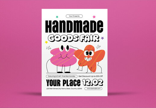 Orange Quirky Handmade Goods Flyer Us Letter