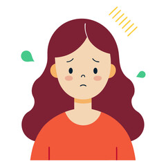 The girl is afraid that her hair is falling out vector on white background.