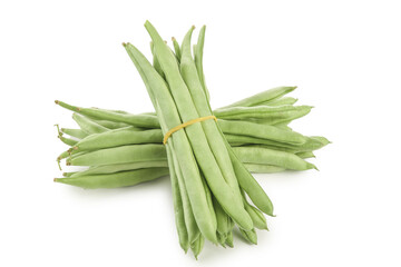 Fresh Green Bean Pods Bundle on White Background - Healthy Vegetable Photography