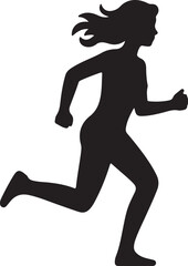 Woman running silhouette with flowing hair icon